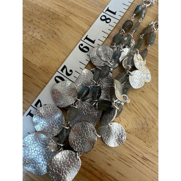 Stella & Dot Calypso Coin Statement Necklace With Hammered Silver Discs & Adjust - Picture 7 of 11